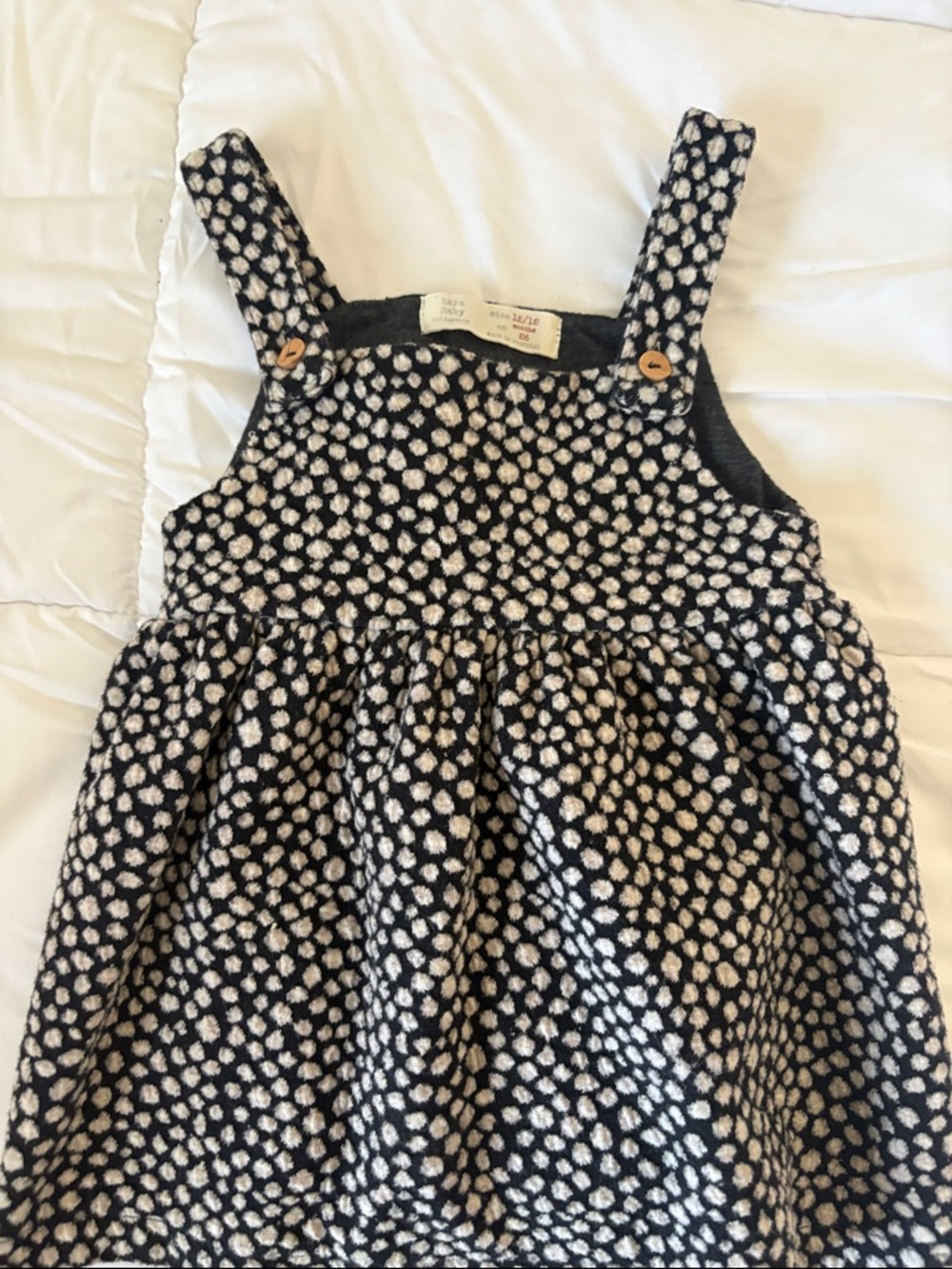 Zara Black and White Patterned Knit Pinafore Dress